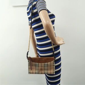Burberry Tan and Black Check Crossbody Bag